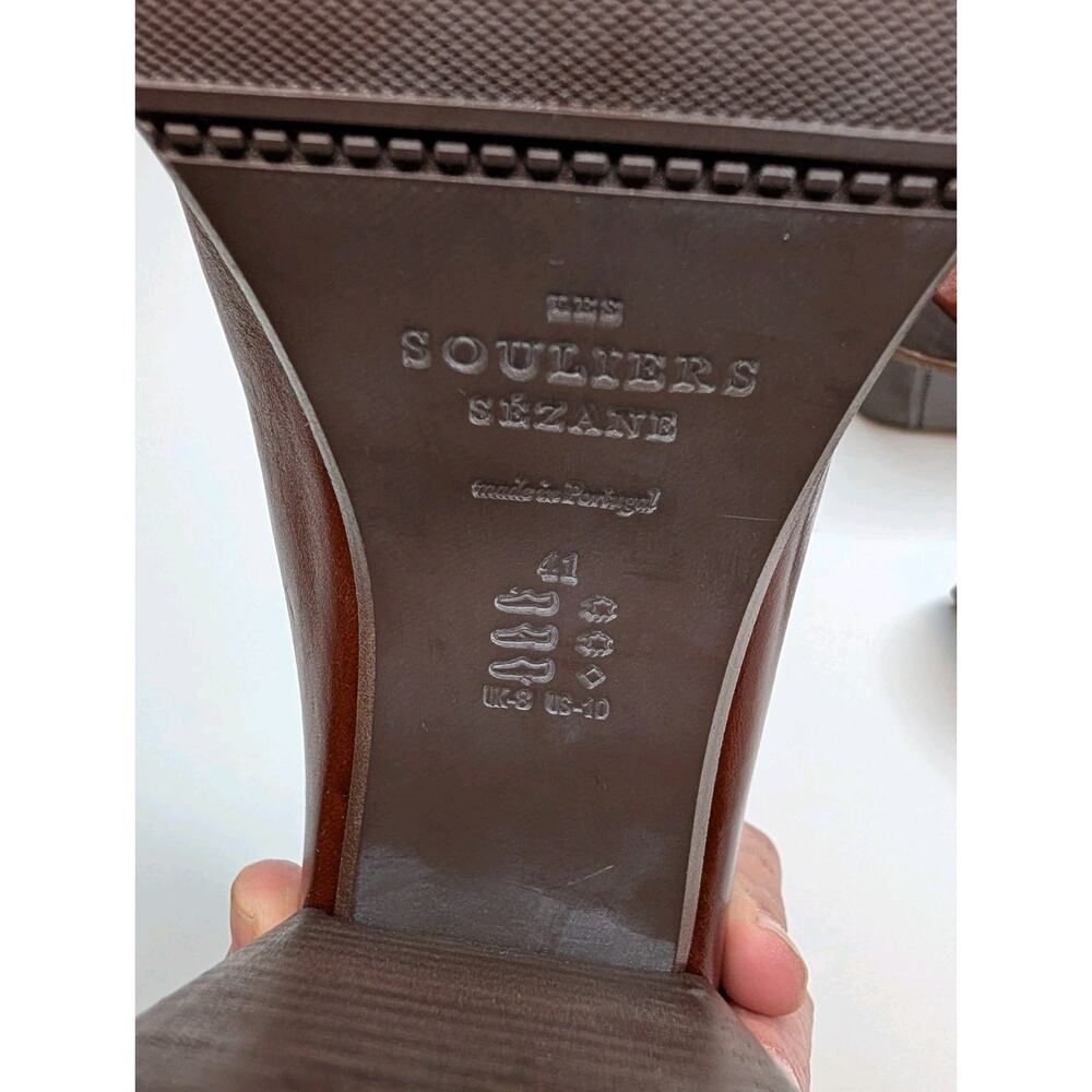 SEZANE Brown White Two Tone Leather Chunky Platform High Heel Jessie Loafers 41 - Picture 10 of 10